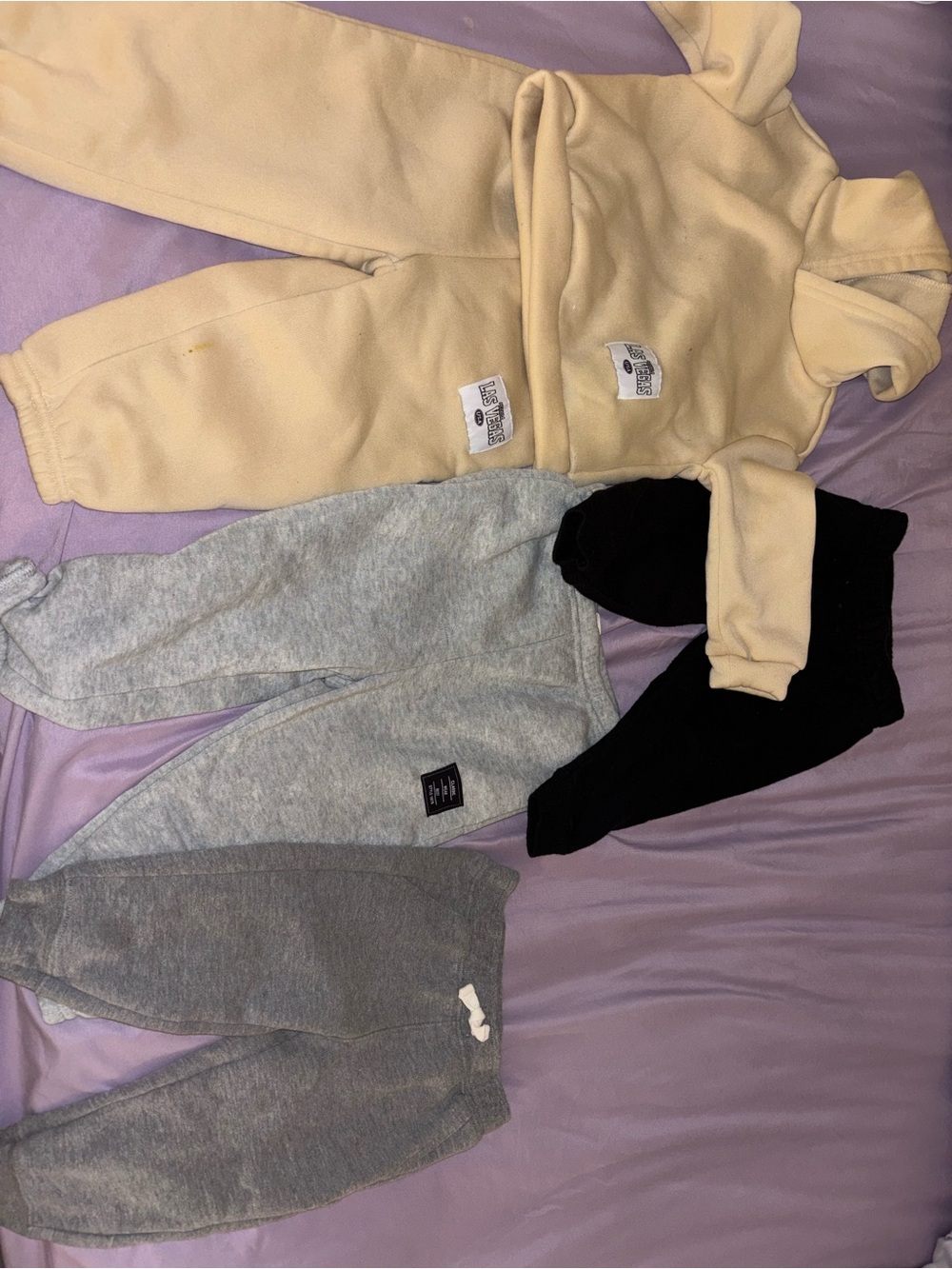 Kids Neutral Fleece Jogger Pants - Cream, Light Gray, Dark Gray, Black